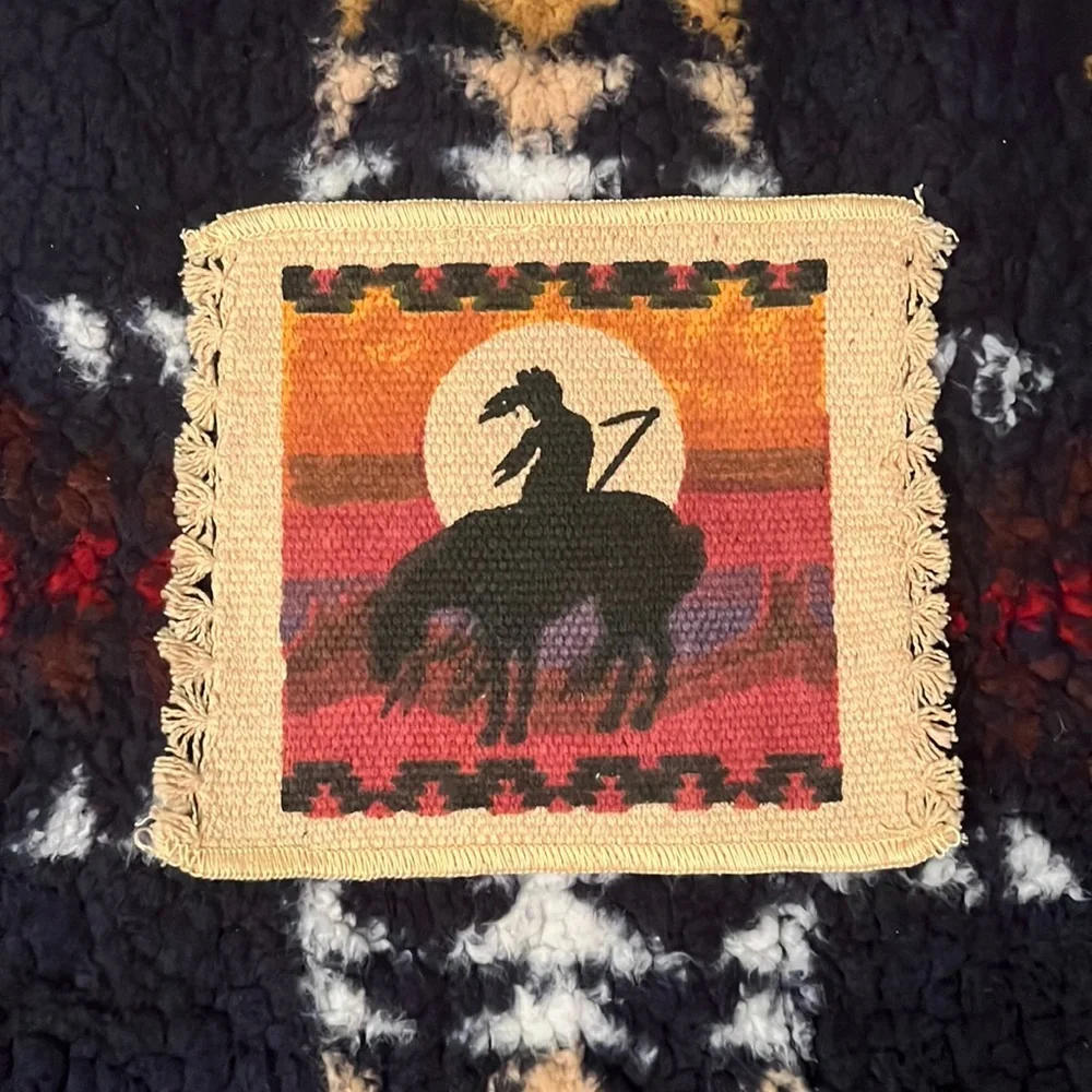 Native American 100% Cotton Handmade Decor Hand Painted Lone Rider from Taos